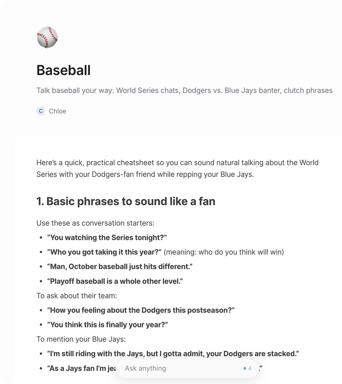 Screenshot of a personalized topic page